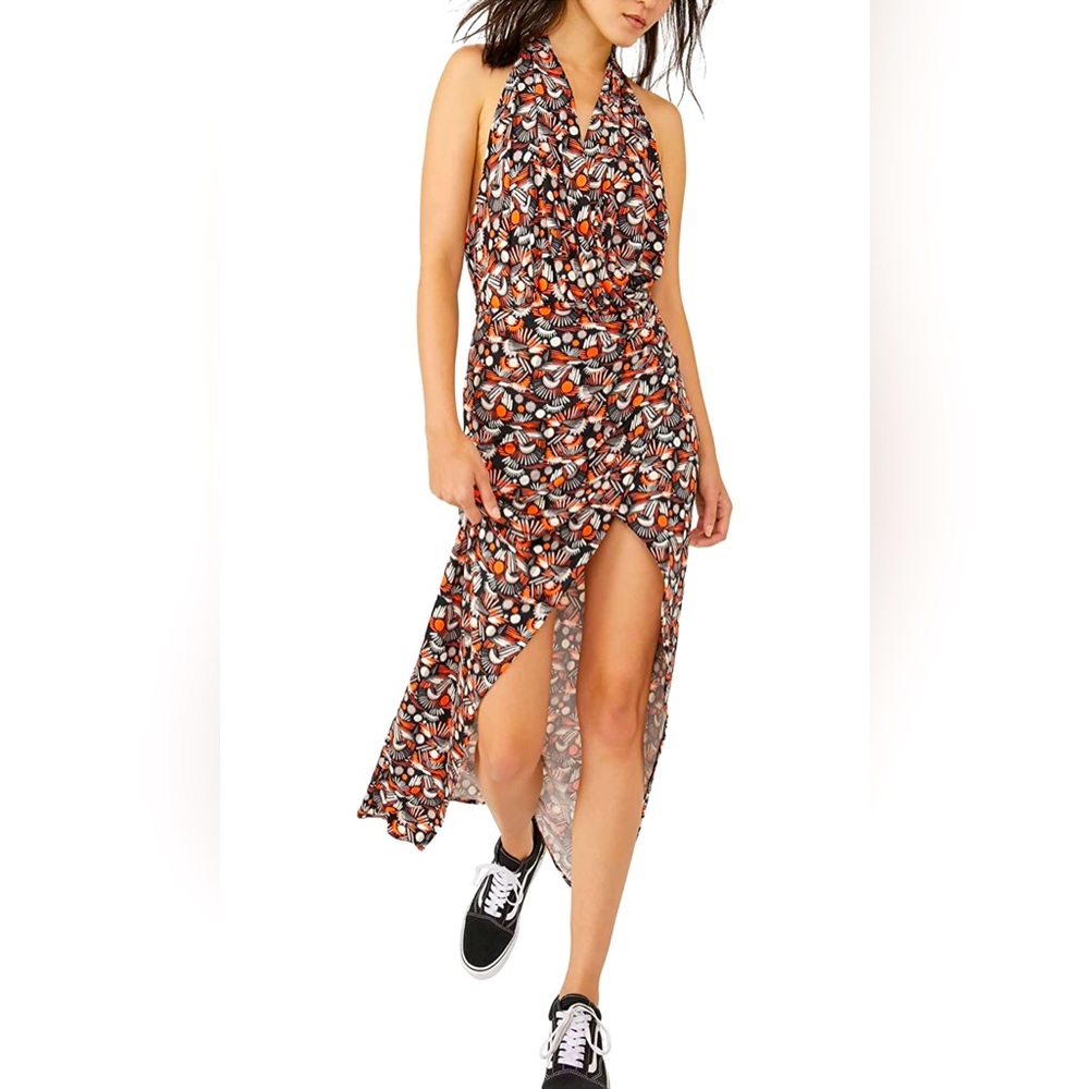 Free People 🍊Daria Dress . Orange/Black NWOT